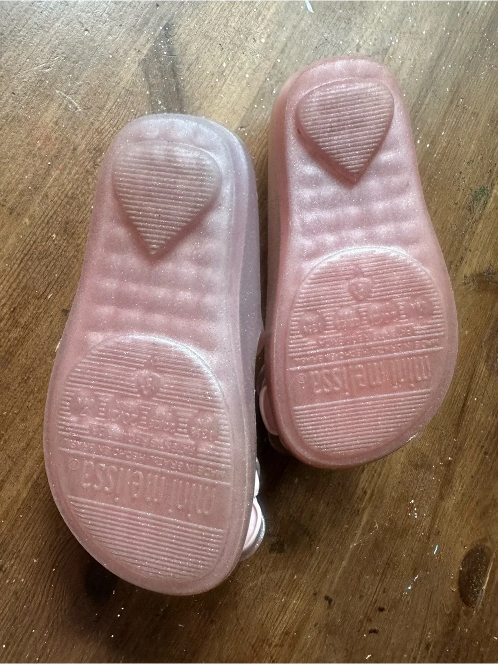 Mini Melissa Pink Glitter Flower Mary Jane Shoes